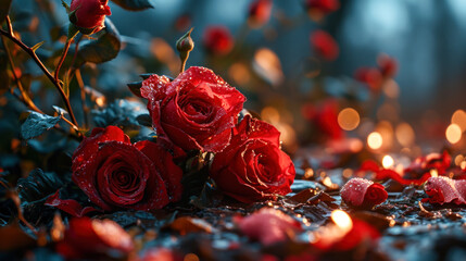 Romantic Valentine's Day Background with Beautiful Heart-Shaped Red Roses, Love, Passion, and Affection in Every Petal