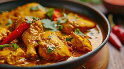 A close-up view of a bowl of food on a table. This versatile image can be used to showcase delicious meals, food preparation, or dining experiences.