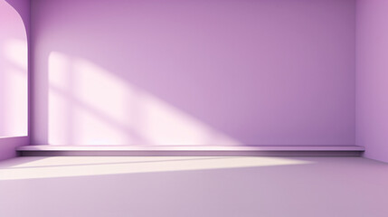 Naklejka premium Empty lilac room wall with sunlight and beautiful