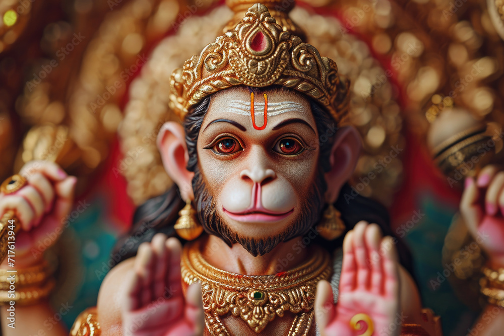 Poster a detailed view of a monkey statue. this image can be used for various purposes