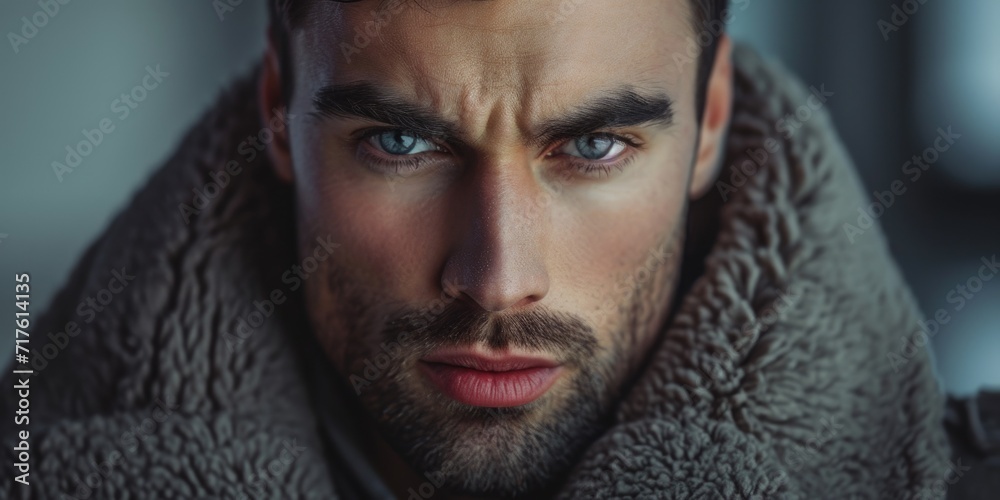Aufkleber A close-up shot of a man wearing a coat. This versatile image can be used in various contexts