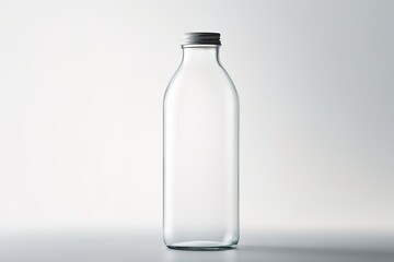 a clear plastic drink bottle with a black lid in the photo on a black background can be used for mockups and more. generative AI