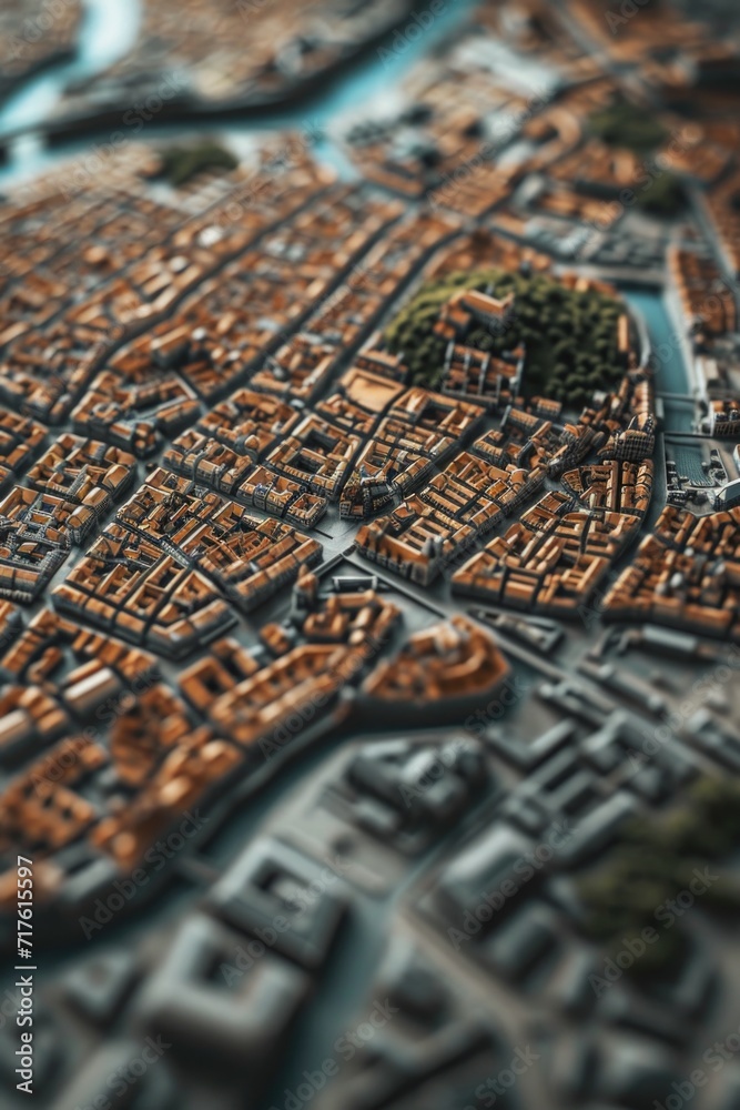 Aufkleber a close up view of a city map. useful for travel guides, navigation apps, and urban planning resourc