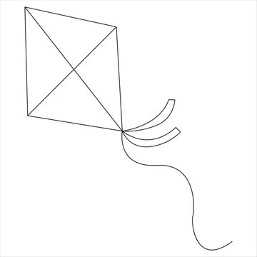 recommend clip art: Continuous one line drawing of kite line art drawing vector illustration