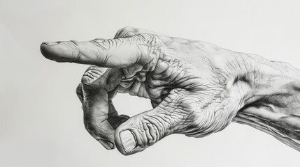 A simple drawing of a hand with a finger raised. This image can be used to depict various concepts such as expressing an idea, pointing, or indicating something