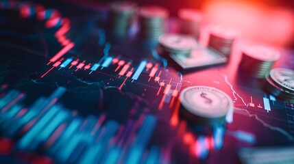 uptrend stock chart with stacks of money in the background