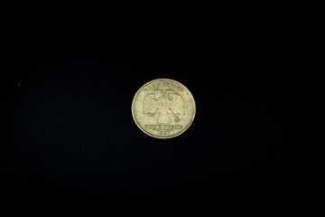 The two-headed eagle on a Russian Ruble from 1997, 1 Ruble, head side