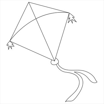 recommend clip art: Continuous one line drawing of kite line art drawing vector illustration