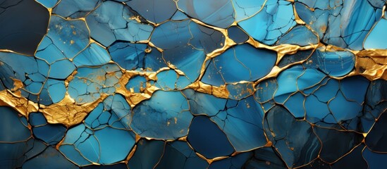 abstract marble agate granite mosaic with golden veins background