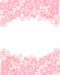 ピンクのパステル調の桜模様の背景素材のベクターフレーム画像
