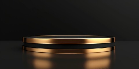 A black and gold ring sitting on top of a table. Perfect for jewelry or fashion-related projects