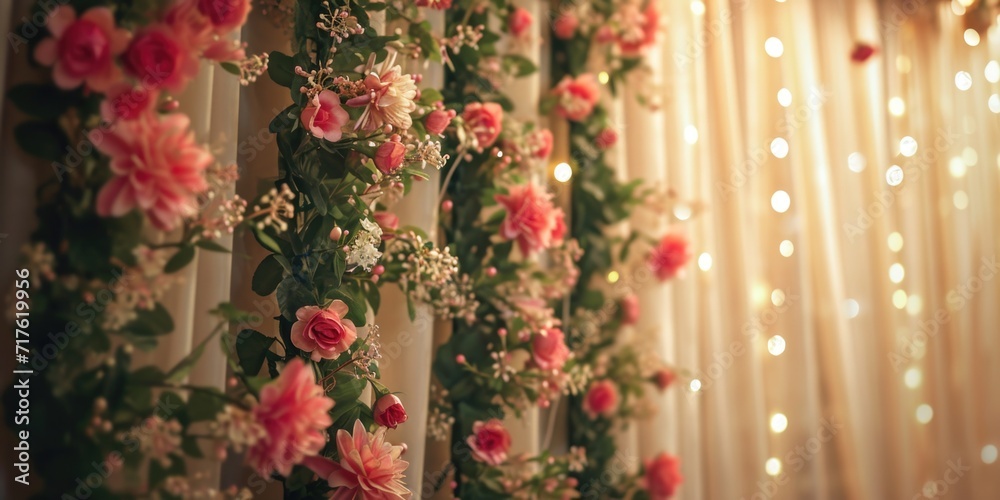 Aufkleber a beautiful bunch of pink flowers hanging from a wall. perfect for adding a touch of color to any sp