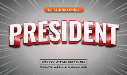 Editable presidential text effect, blush blue, 3d style