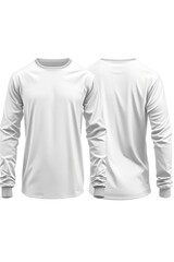 A simple white long sleeved t-shirt on a white background. Versatile and suitable for various uses