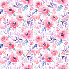 Dreamy Watercolor Floral Seamless Pattern - 717620990