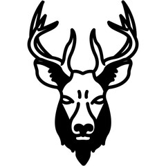 Deer face glyph and line vector illustration