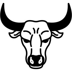 Bull face glyph and line vector illustration