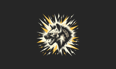 head hyena with lightning vector artwork design - obrazy, fototapety, plakaty