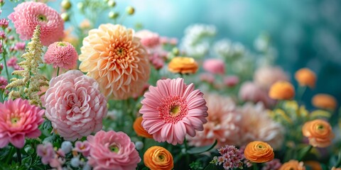 Flower Power: A Vibrant Bouquet of Pink and Orange Petals Generative AI