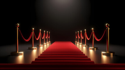 Red carpet staircase background, VIP entrance, night awards ceremony