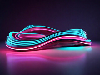 3d render. Abstract background of dynamic neon lines glowing in the dark, floor reflection, background with lines, Modern wallpaper with glowing neon lines. Created using generative AI