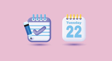 3d calendar the concept of a reminder of timely payment for services. vector illustration in realistic style isolated on white background.
