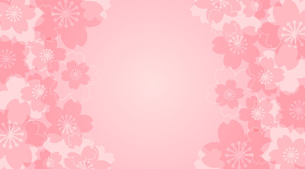 ピンクのパステル調の桜模様の背景素材のベクターフレーム画像
