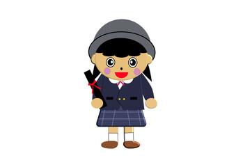 卒園式　かわいい女の子の園児のイラスト