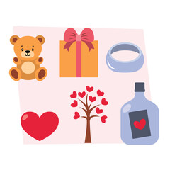 Flat valentines day elements collection
