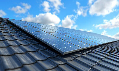 Renewable energy solar panel on the roof.