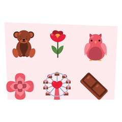 Flat valentines day elements collection