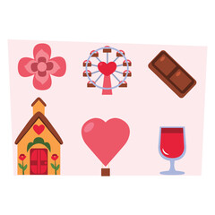 Flat valentines day elements collection