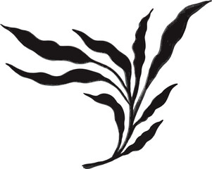 Botanical leaf silhouette hand drawing art, vector design, no background