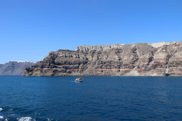 Fototapeta na wymiar Crater rim of the Cyclades island of Santorini-Thira -Greece 