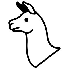 Llama face glyph and line vector illustration