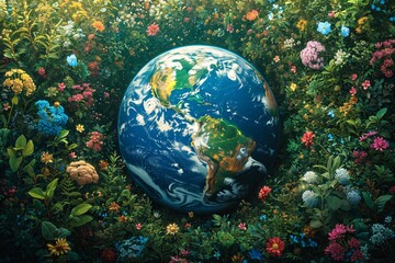 Obraz na płótnie Canvas Eco-Friendly Earth Day Celebration: A Planetary Paradise Generative AI