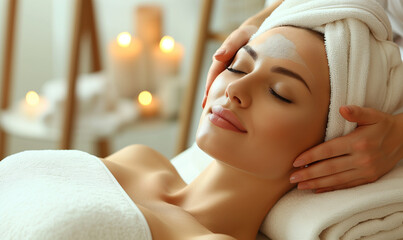 Obraz na płótnie Canvas attractive nature woman enjoy spa salon procedure.