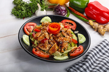 Grilled chicken breast fillet salad