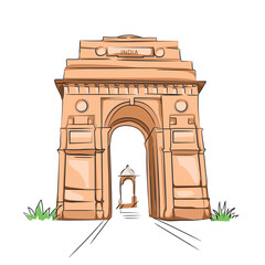 Free hand vector illustration of India Gate in Delhi