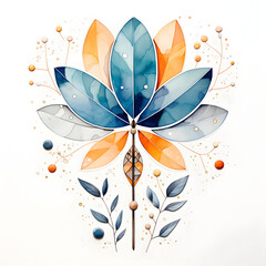 Watercolor flower colorful. Symbol of india, oriental practices, yoga, meditation. - obrazy, fototapety, plakaty