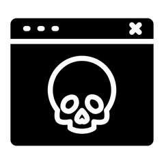 malware, computer virus icon with skull and bones