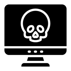 malware, computer virus icon with skull and bones