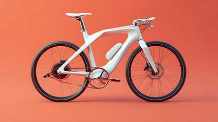 modern aerodynamic bicycle, futuristic bicycle, white 
bicycle