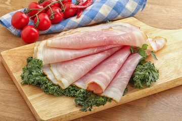 Pork ham snack over board
