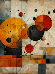 A Fusion Of Whimsical And Retro, A Colorful Art Piece With Circles And Lines