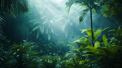 Naklejka premium Jungle background. Virgin nature.