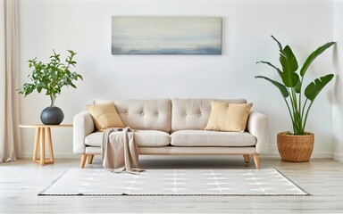 modern scandinavian white sofa living room