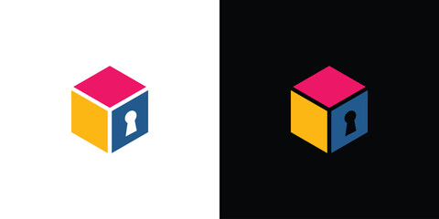 Smple and colorful  Key box logo design - obrazy, fototapety, plakaty