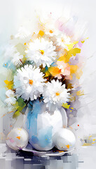 Abstract Floral Art and Splashes of Color