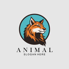 fox head illustration mascot cartoon logo design